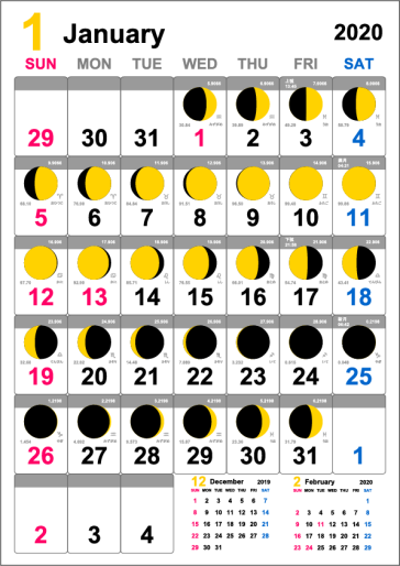 カレンダー 月 2020 新 満月